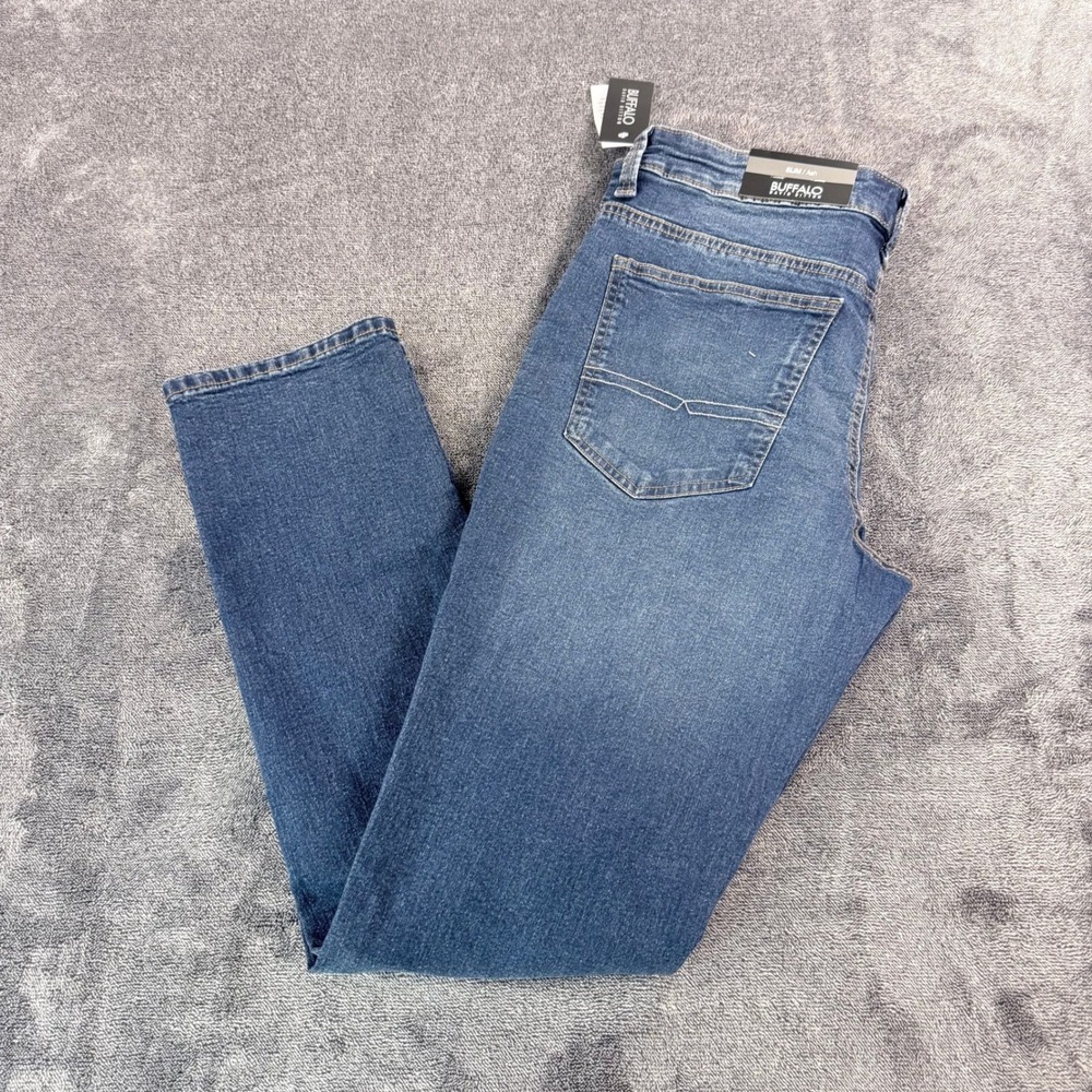 Buffalo David Bitton Mens Slim Ash Jeans 34x32 Indigo Sanded NWT $109
